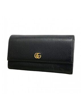 Gucci Wallet GG Marmont Leather Black Gold